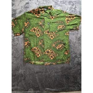 Kai Veikau Green Hawaiian Shirt Short Sleeve Men’s Size 3XL Made In Fiji